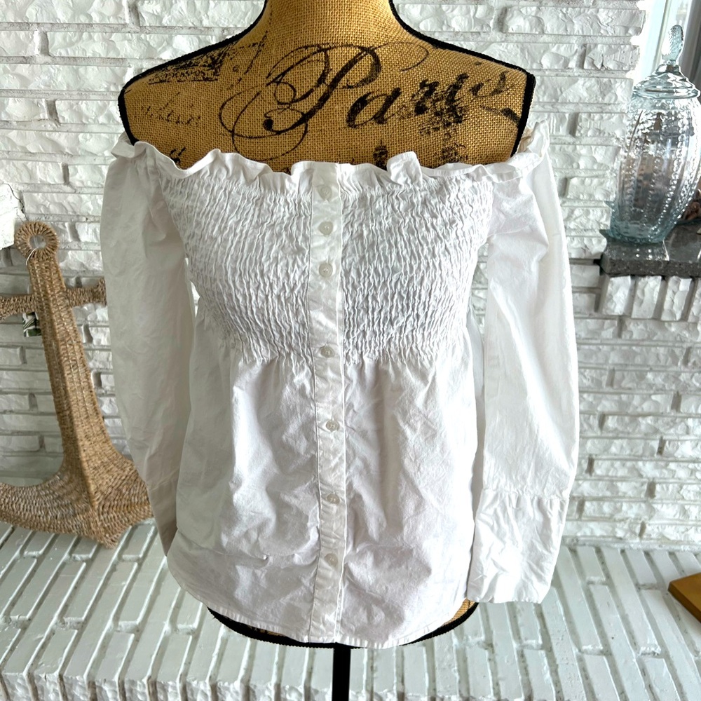 Walter Baker Off Shoulder White Blouse Sz M - Picture 4 of 10